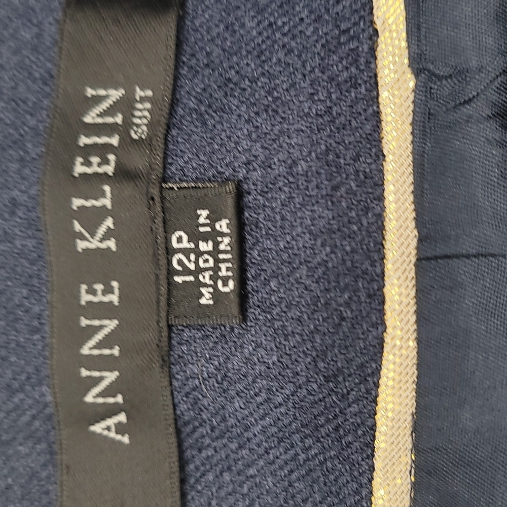 ANNE KLEIN SKIRT & JACKET BLUE SUIT w/LAYERED RUFFLE NECKLINE w/suit bag - Picture 15 of 17